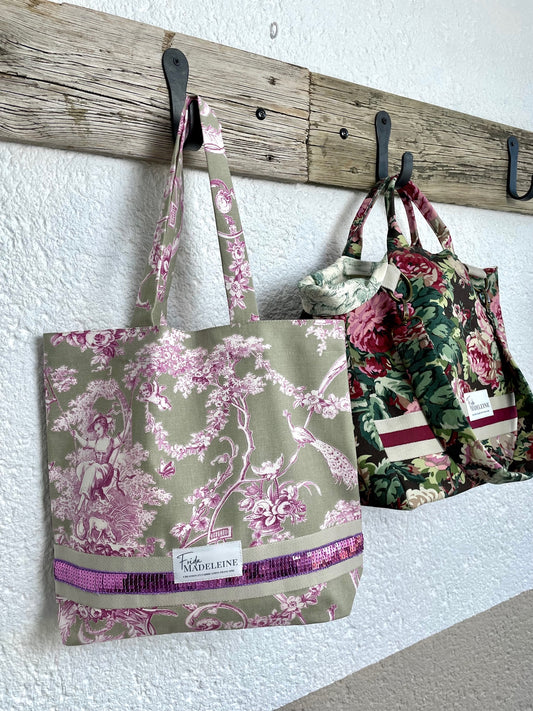 Tote Bag Marcel lilas et lin