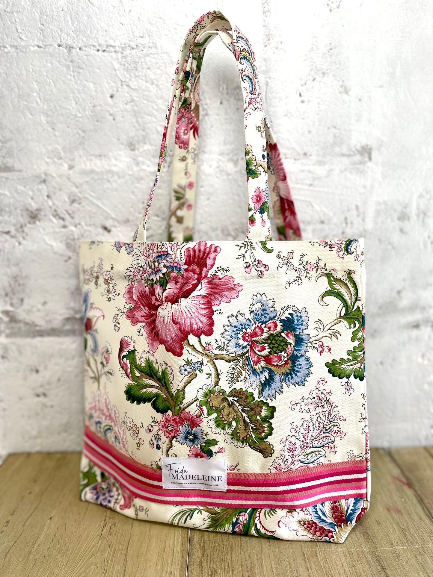 Tote Bag Marcel Fleuri en toile de Jouy