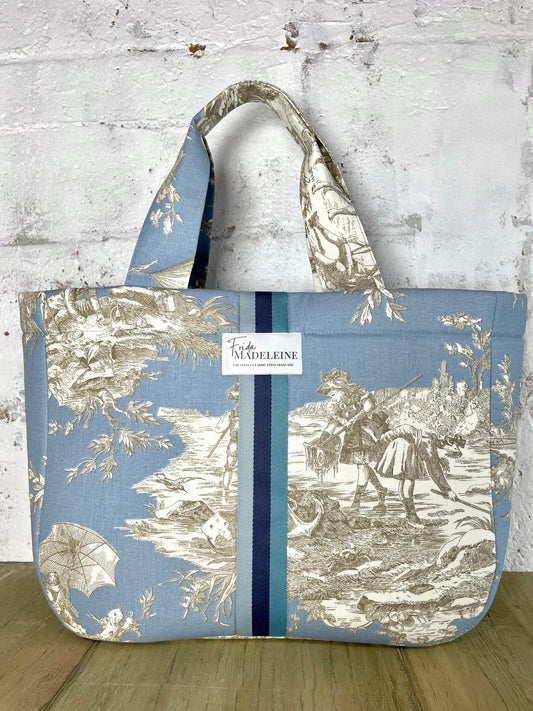 Cabas Emile Bleu Minéral en toile de Jouy