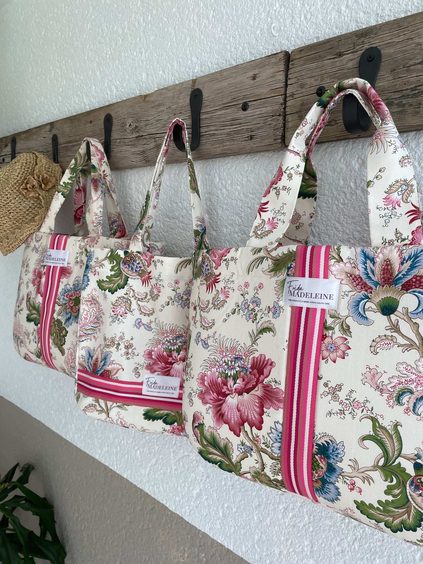 Cabas Emile Fleuri en toile de Jouy