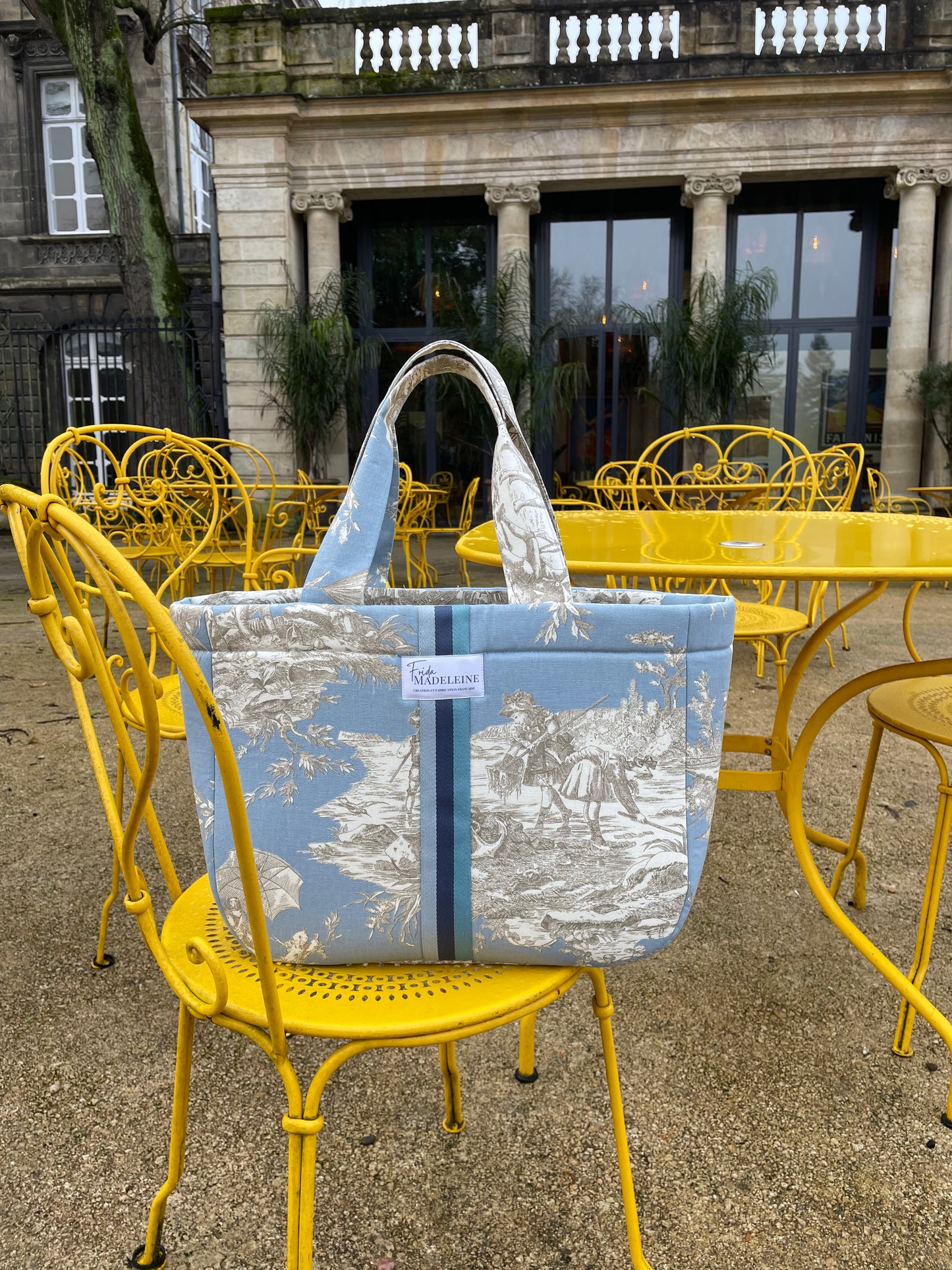 Cabas Emile Bleu Minéral en toile de Jouy