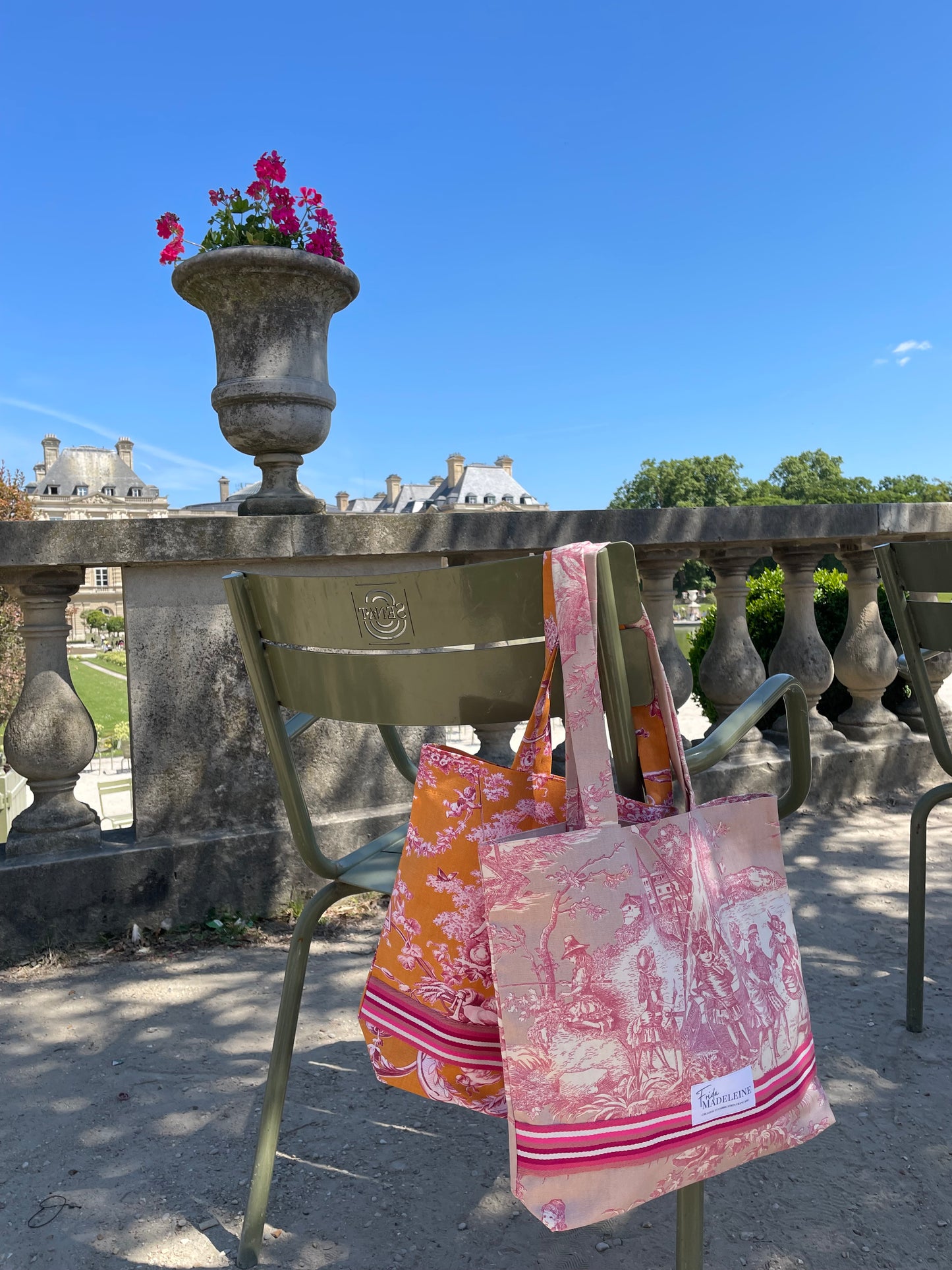 Tote Bag Marcel  Rose Pétale en toile de Jouy