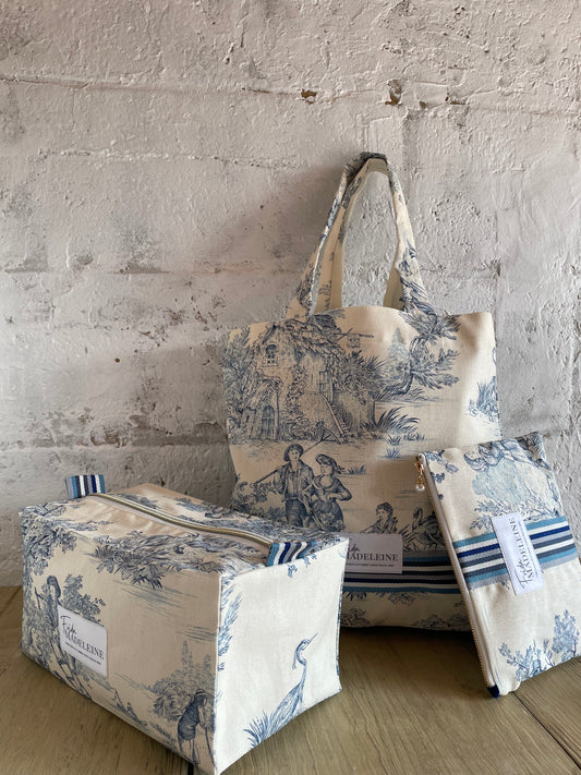 Trousse de toilette Muriel Ecru et Bleu