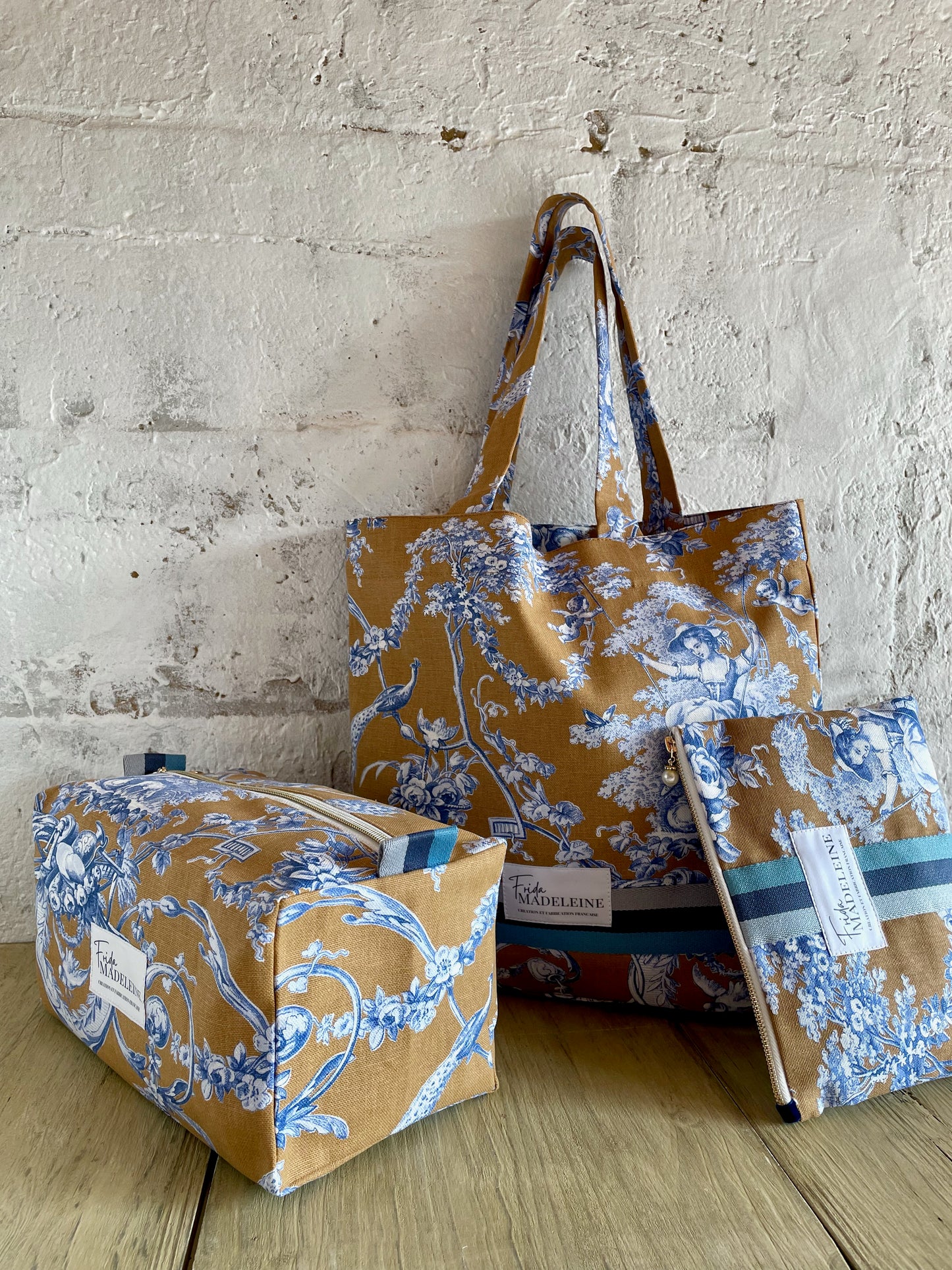 Pochettes Jeannette  Camel et Bleu
