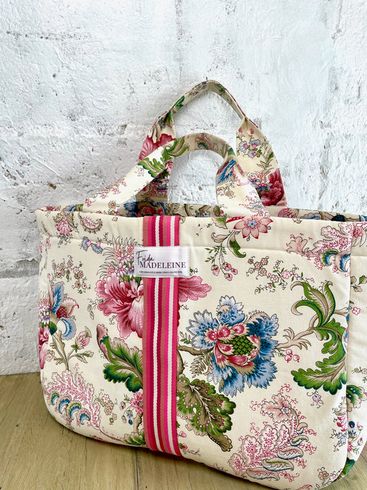 Cabas Emile Fleuri en toile de Jouy
