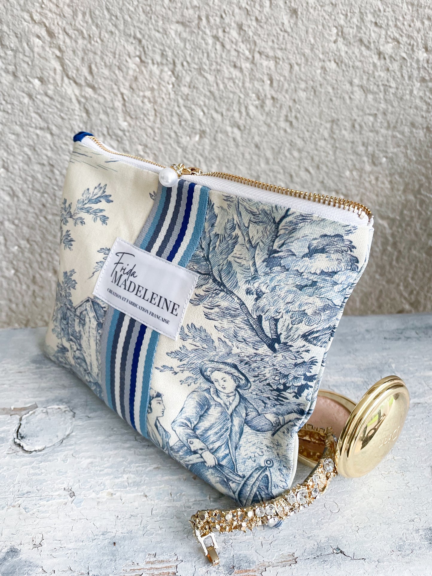 Pochettes Jeannette  Ecru et Bleu