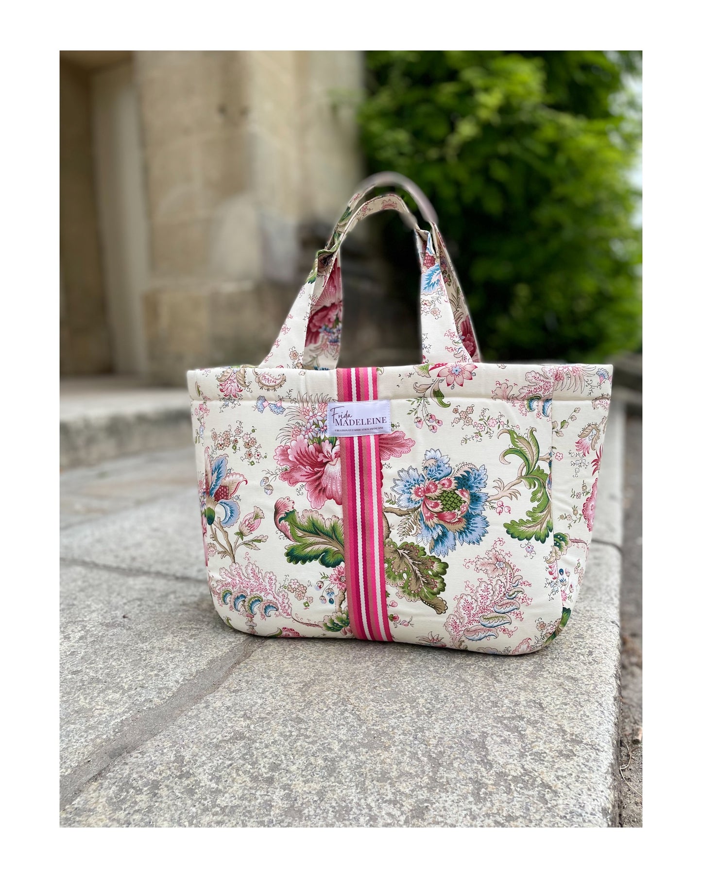 Cabas Emile Fleuri en toile de Jouy
