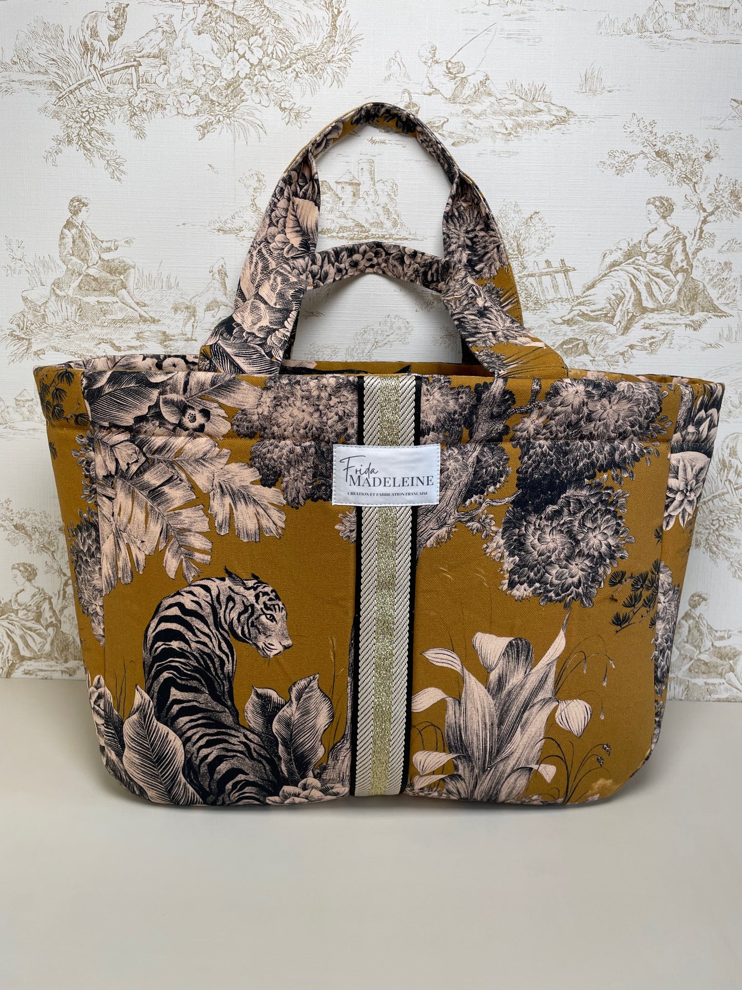 Cabas Emile Ocre en toile de Jouy