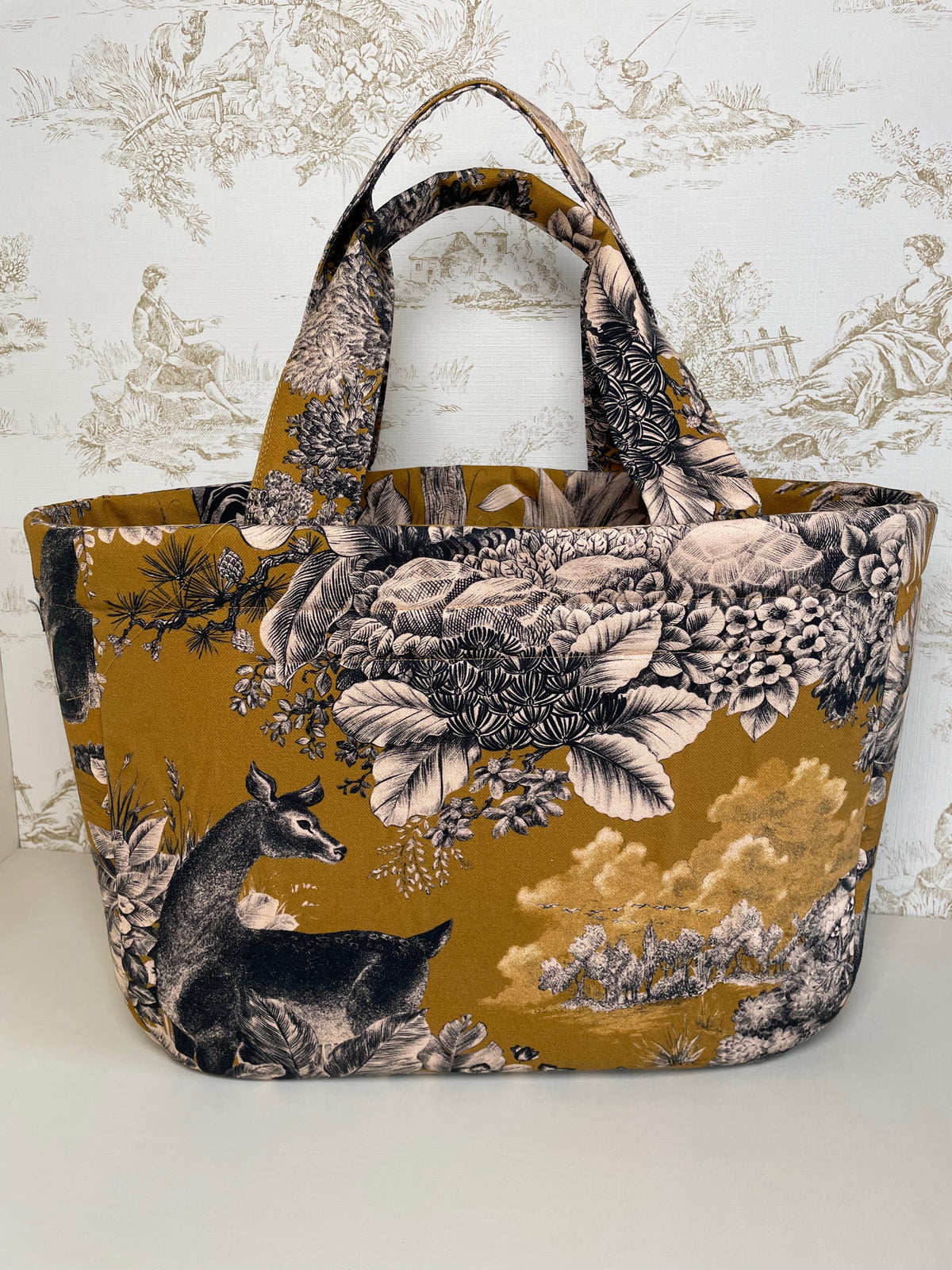 Cabas Emile Ocre en toile de Jouy