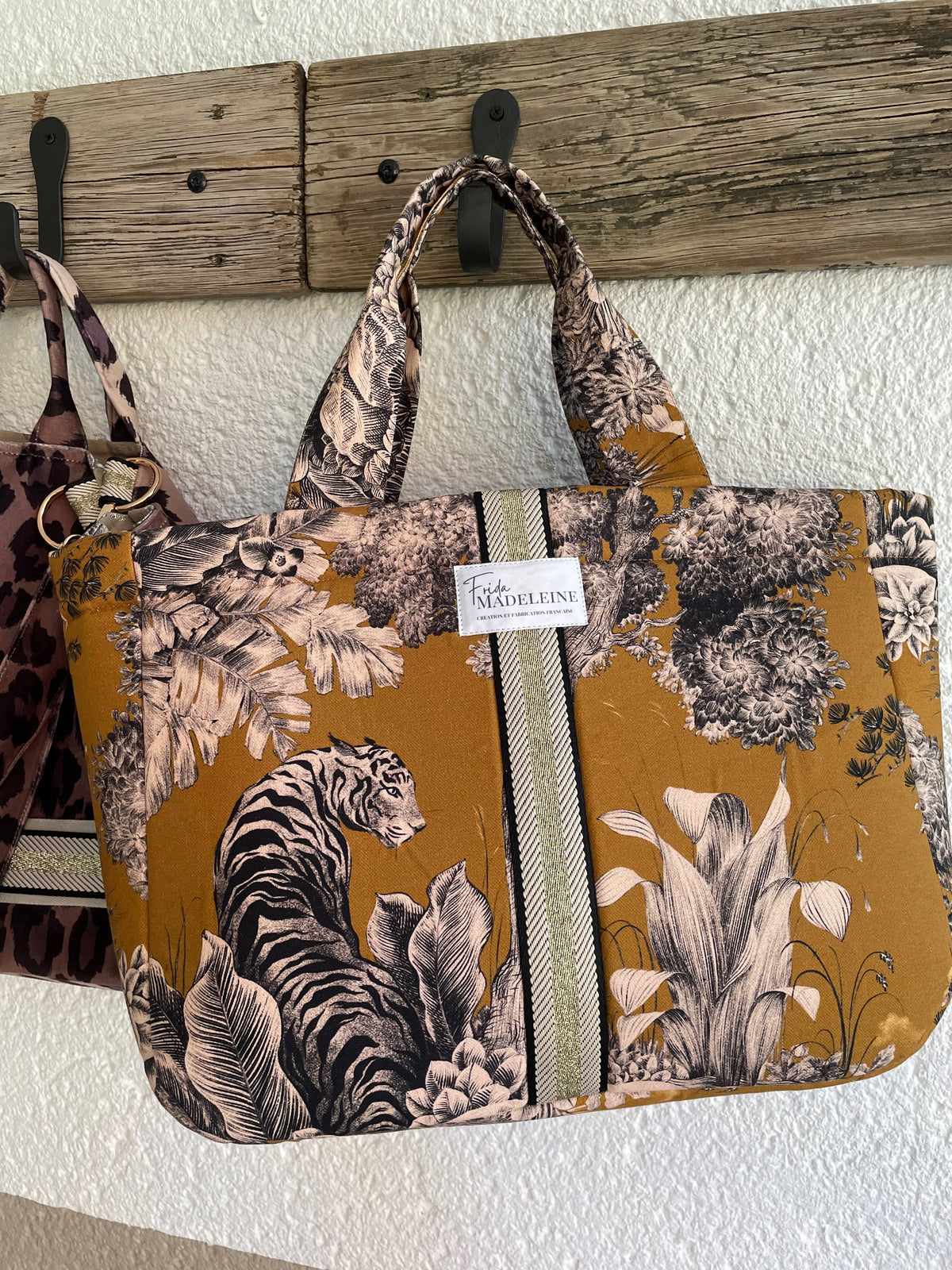 Cabas Emile Ocre en toile de Jouy