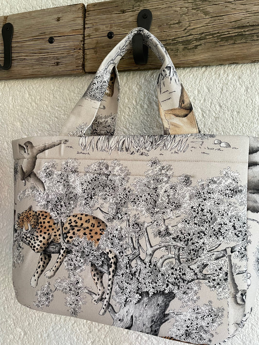 Cabas Emile Animal en toile de Jouy