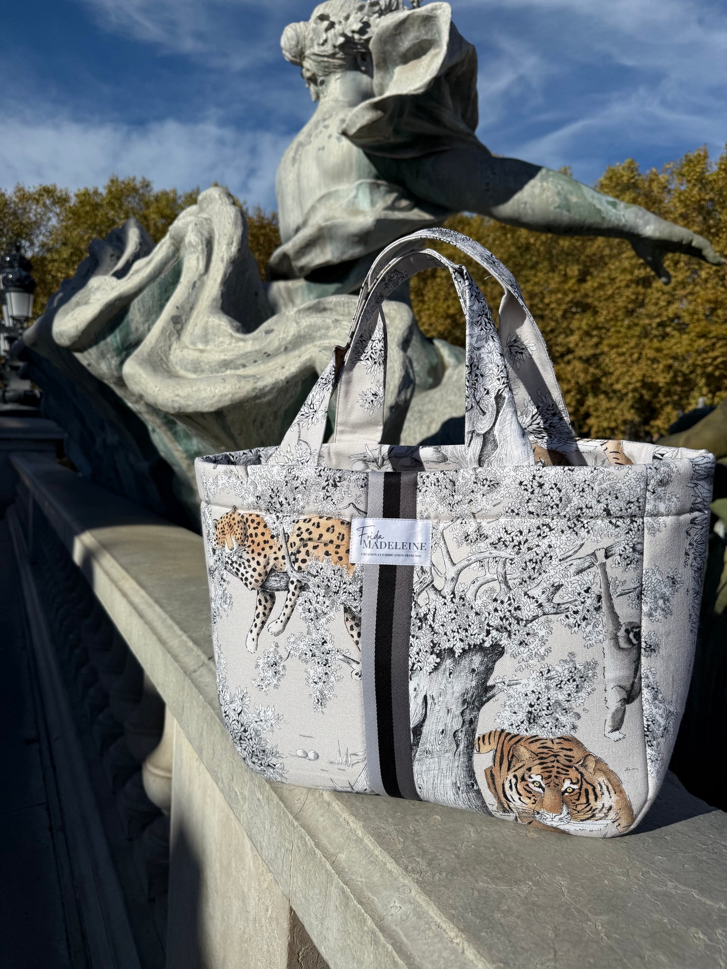 Cabas Emile Animal en toile de Jouy