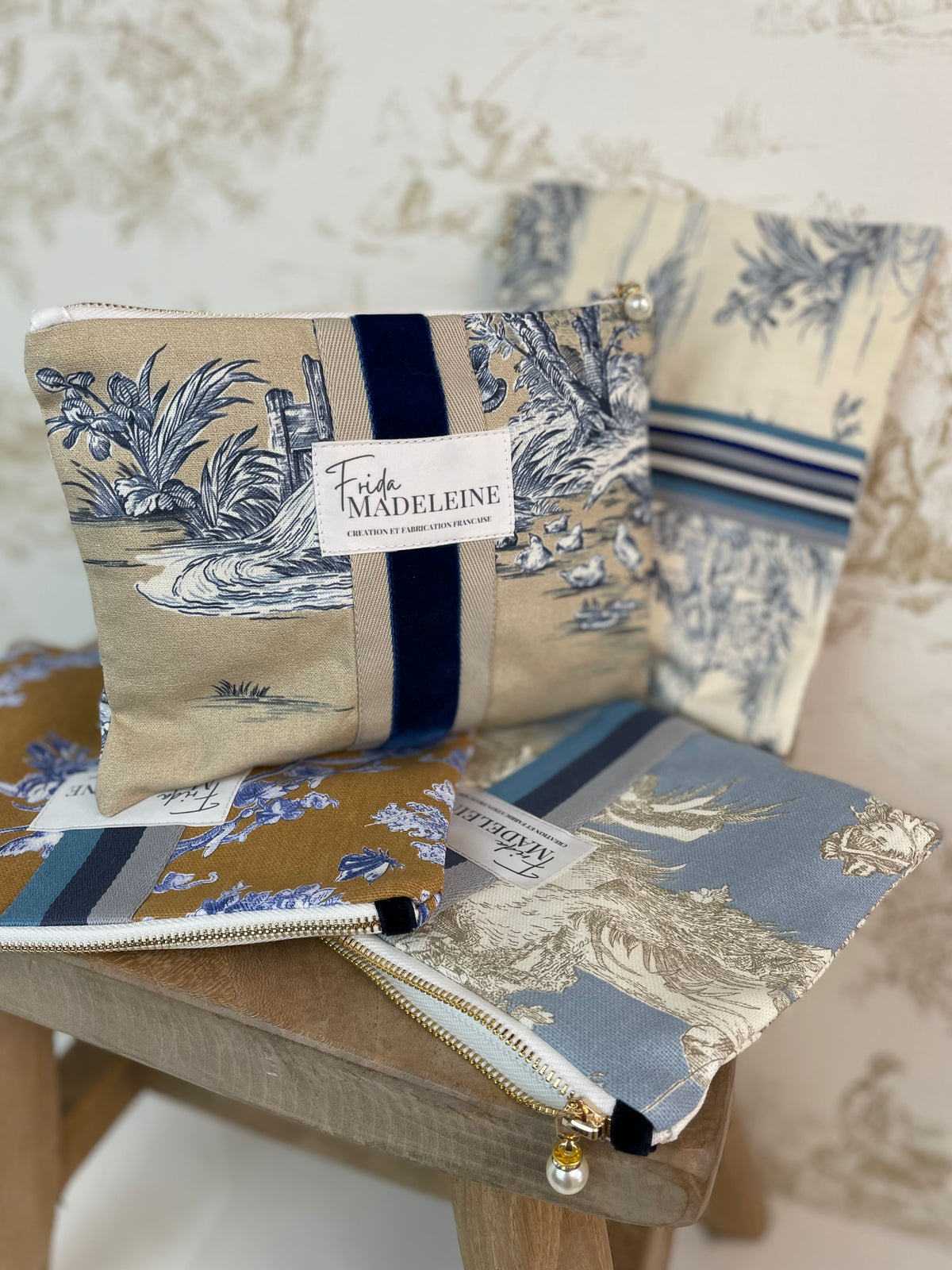 Pochette Jeannette  Beige et Bleu