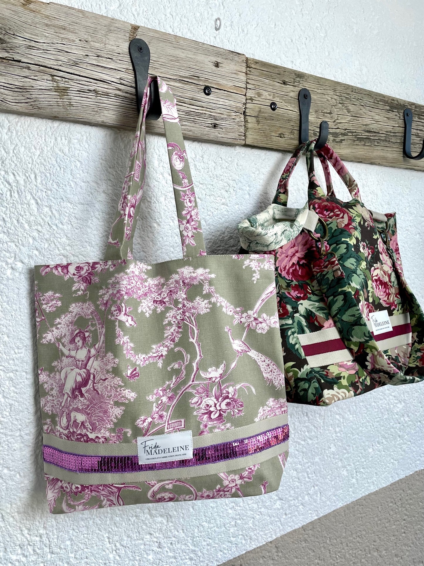 Tote Bag Marcel lilas et lin