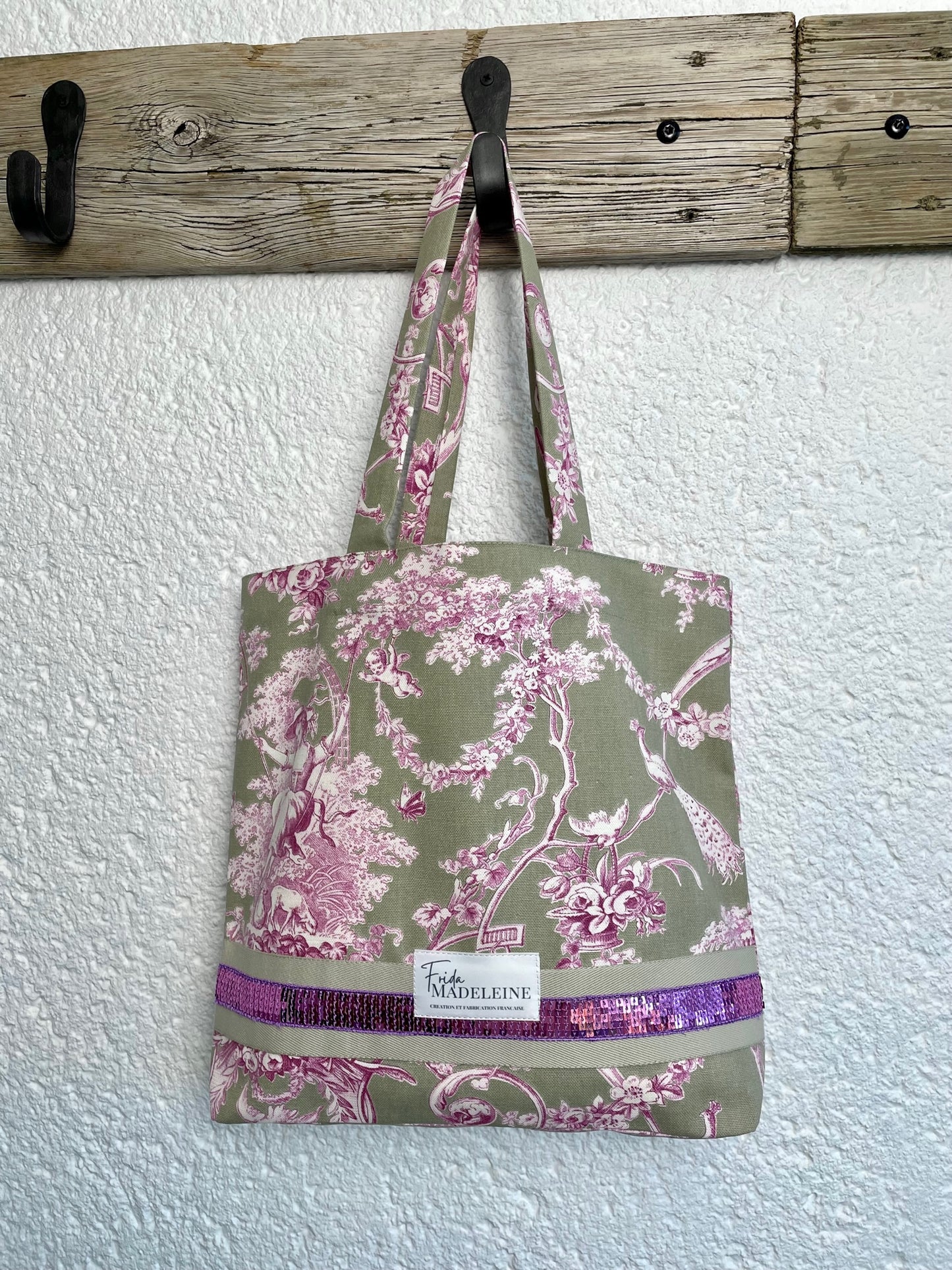 Tote Bag Marcel lilas et lin
