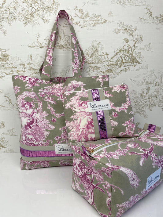 Tote Bag Marcel lilas et lin