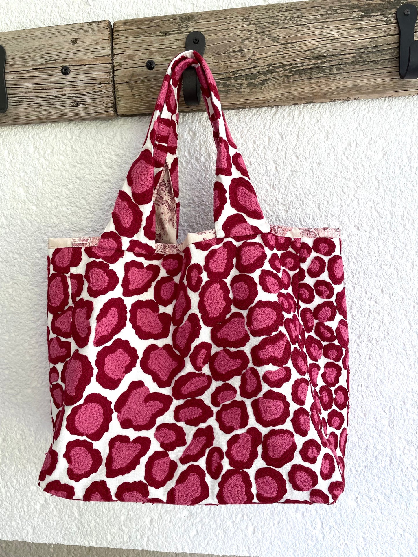 Cabas Max Brodé Rose