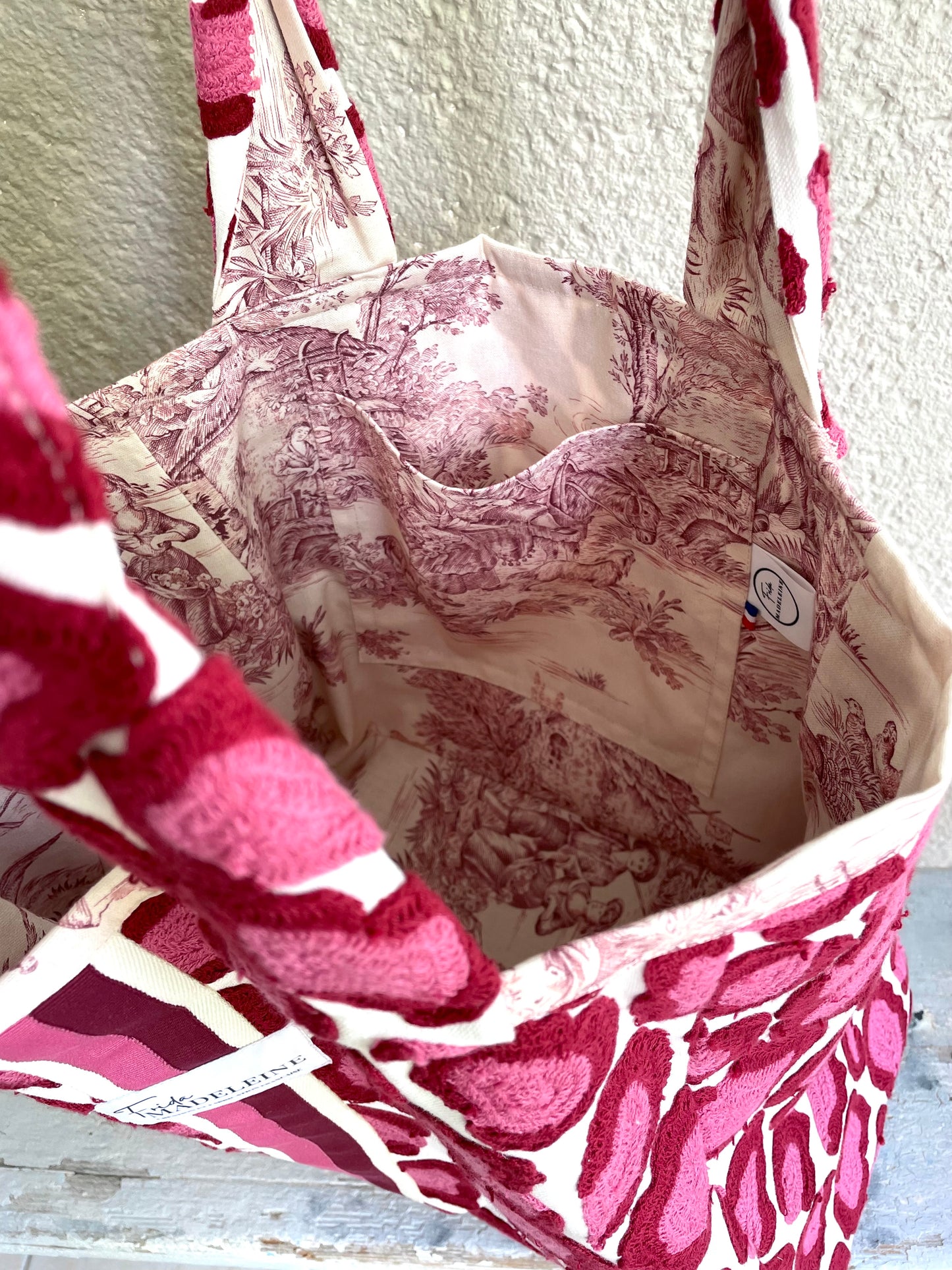 Cabas Max Brodé Rose
