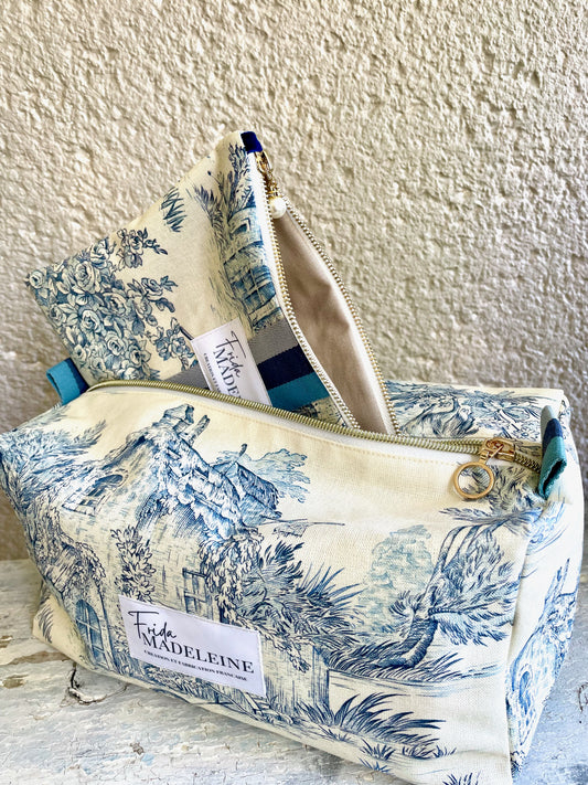 Trousse de toilette Muriel Ecru et Bleu